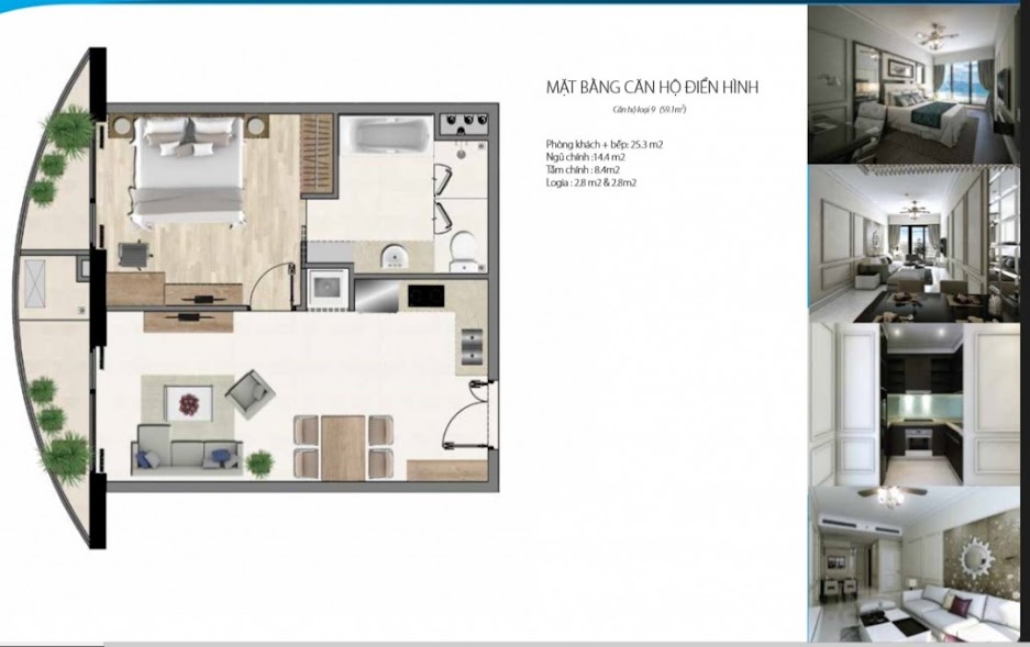 Mặt bằng căn hộ Alphanam Luxury loại 9 rộng 59.1m2 http://www.muanhadatdanang.net/search/label/Du-an-alphanam-luxury-da-nang