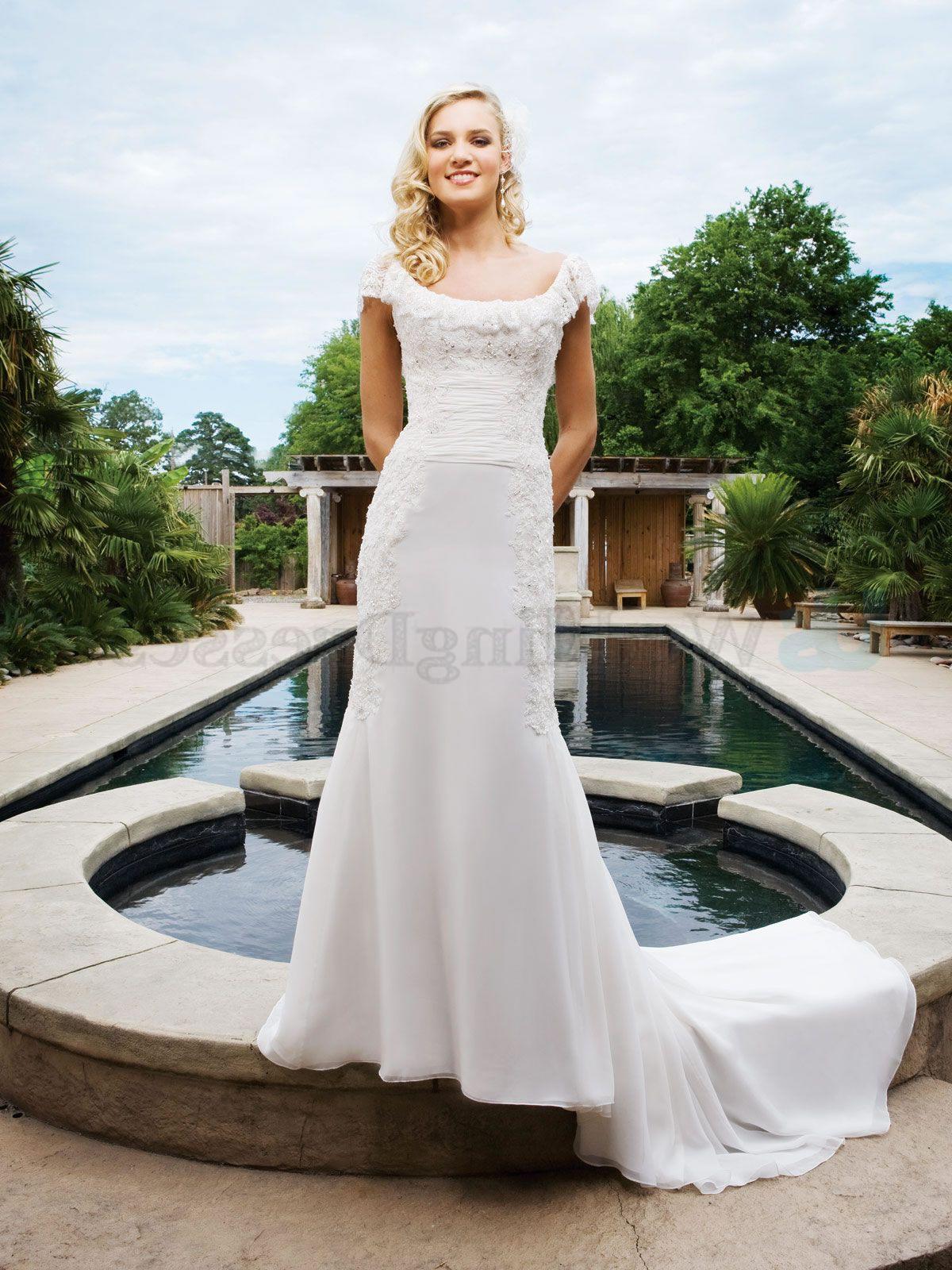 Length Train Mermaid Wedding Dress Ruffle lace ruffle scoop neckline,