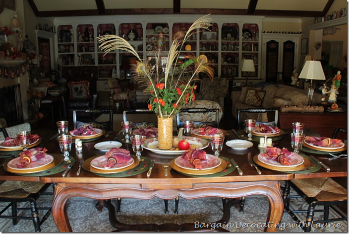 Thanksgiving Table with Red Transferware