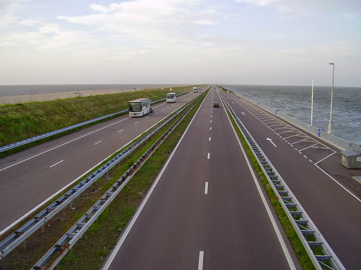 Looking north on the A in the Netherlands.  From Around and Back: A Year and a Day on the Road