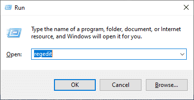 Otwórz okno dialogowe Uruchom (kliknij klawisz Windows i klawisz R razem) i wpisz regedit.