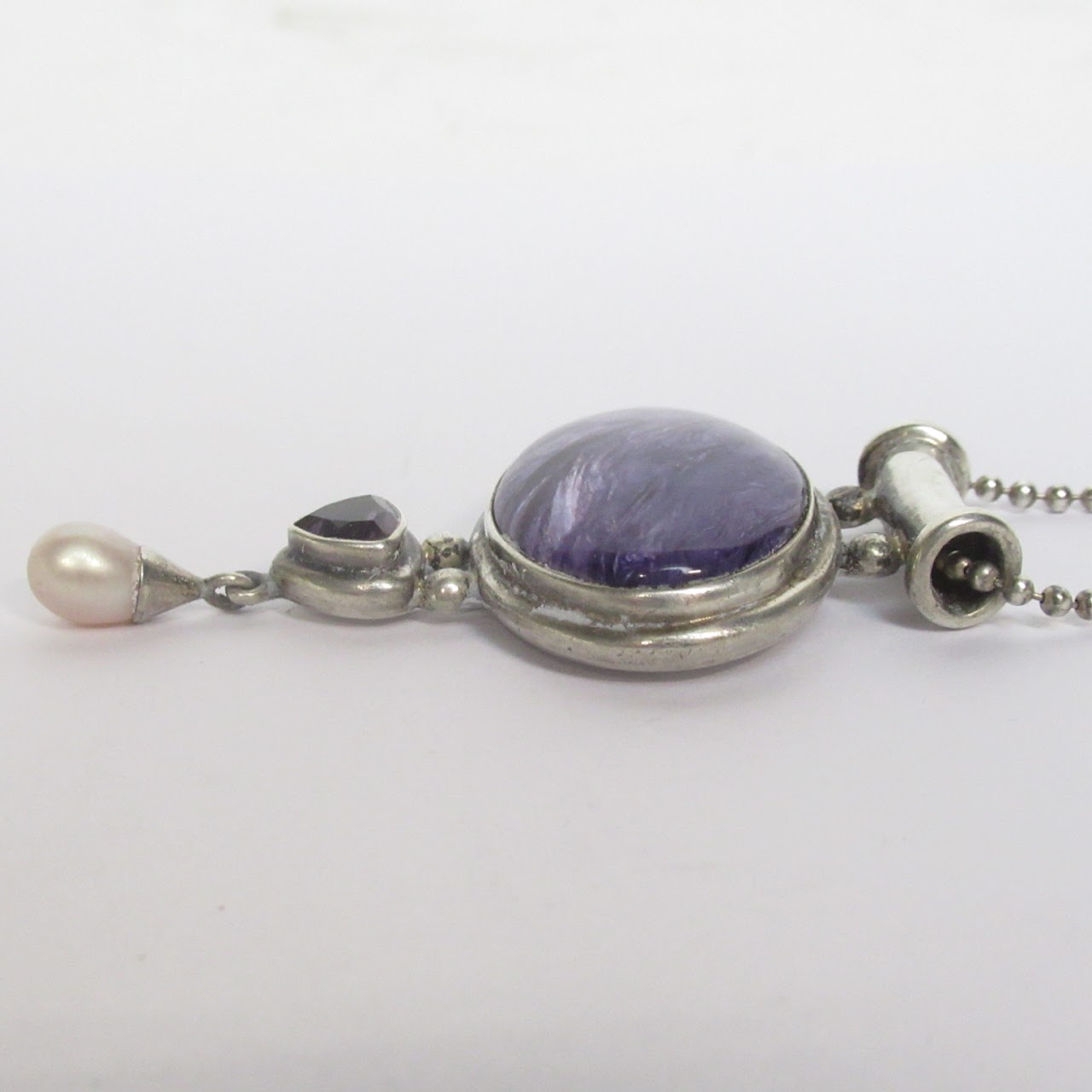 Sterling Silver  Purple Stone Necklace