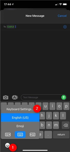 Acceda a la configuración del teclado del iPhone desde cualquier campo que pueda escribir