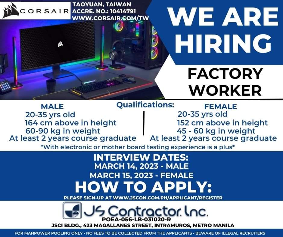 job-hiring-corsair-memory-co-in-taiwan-now-direct-hiring-factory