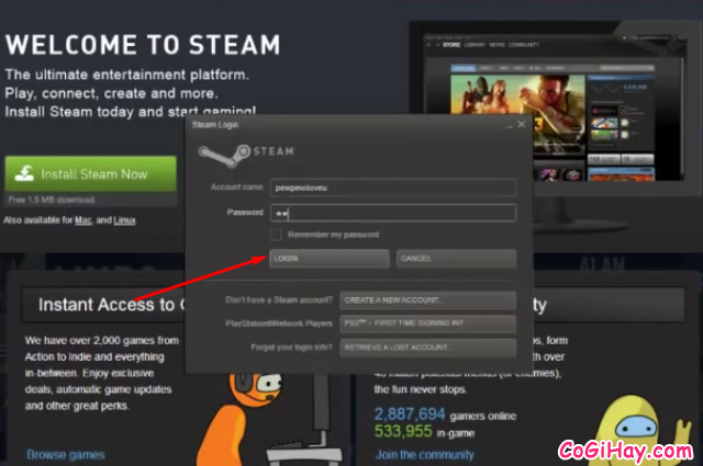 Đăng nhập steam