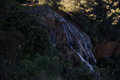 This is the upper portion of Wentworth Falls. In this portion, the waterfall cascades for a few hundred feet before starting to plunge further down.