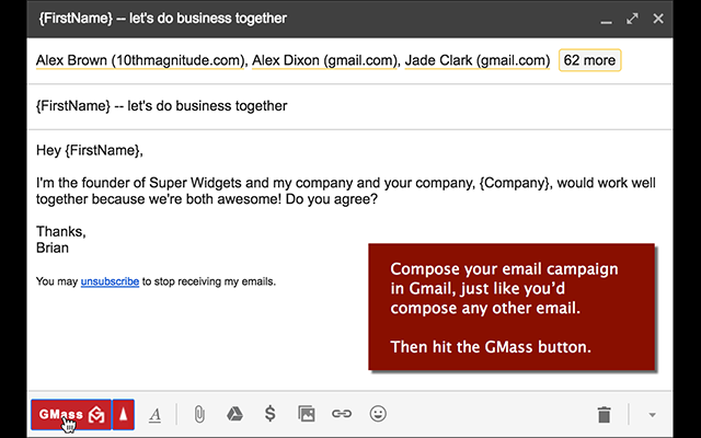 Screenshot of GMass for Gmail
