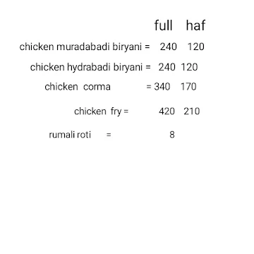 New A-One Chicken Corner menu 