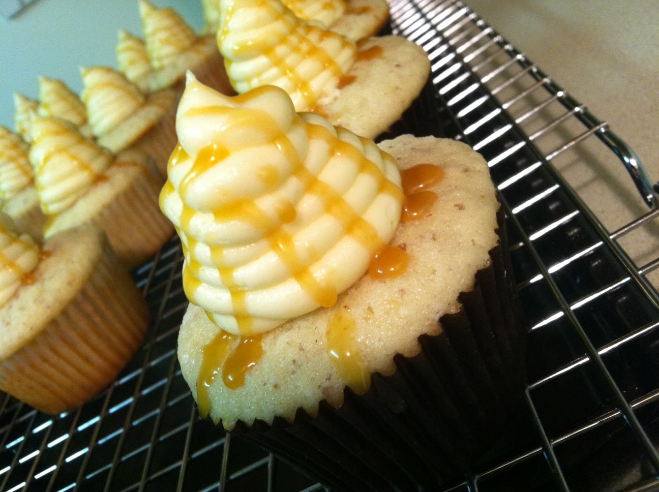 almond cupcakes by the baking