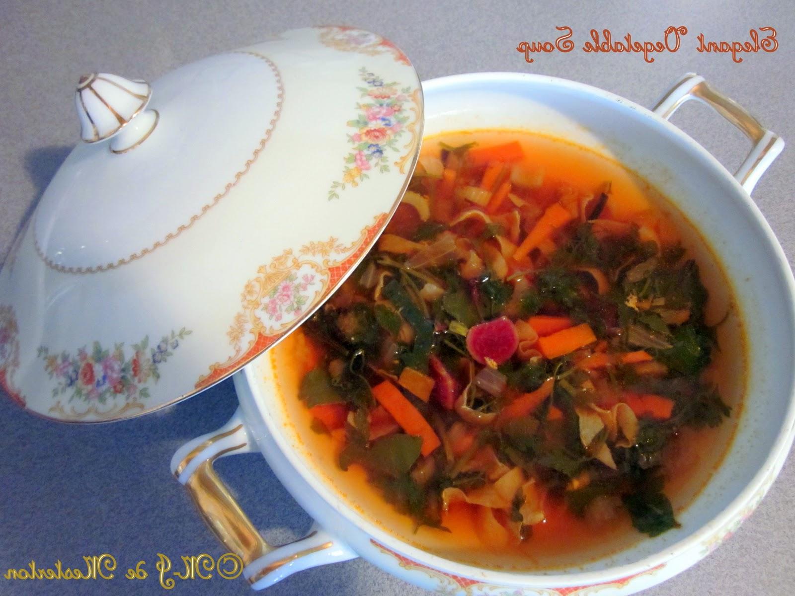 The elegant vegetable soup is ready to serve.