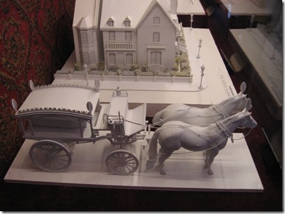 IMG_7620 Model of Horsedrawn Hearse in the Christmas Carol Train at Union Station in Portland, Oregon on July 1, 2009