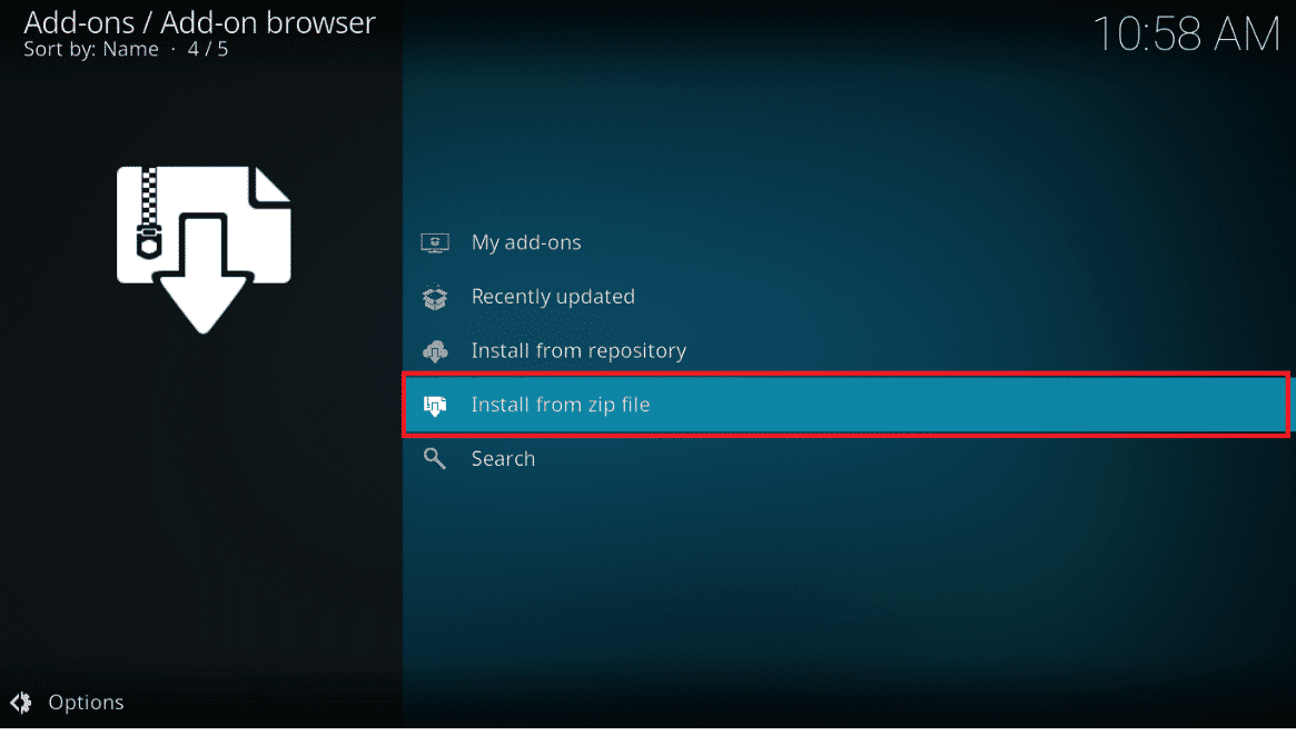 เลือก ติดตั้งจากไฟล์ zip  วิธีเล่นเกม Steam จาก Kodi