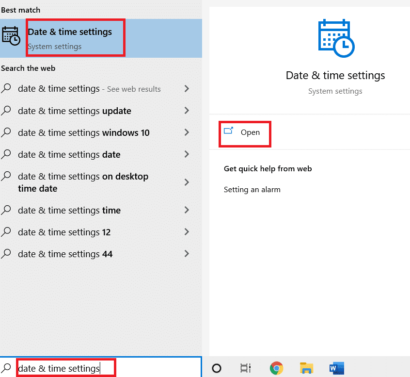 Fecha y hora abierta.  Solucionar el error de actualización de Windows 10 0x80072ee7