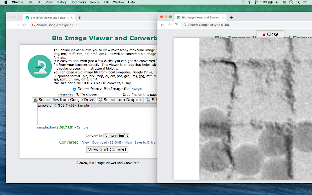 Screenshot of Bio Image Viewer and Converter