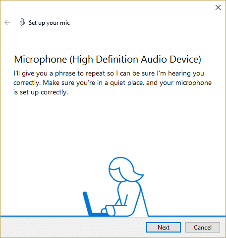 fare clic su Avanti per configurare il microfono