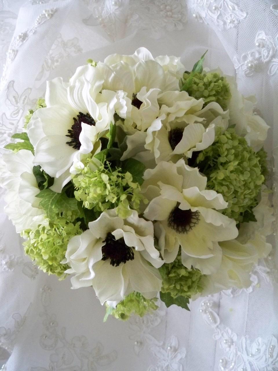 Cream White Silk Anemones and