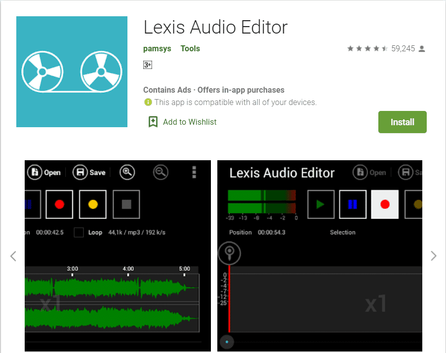 Editor audio Lexis