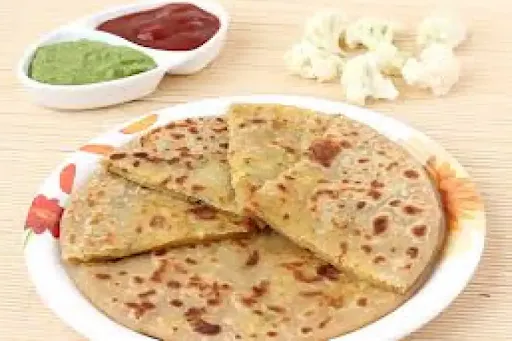 Gobi Paratha With Pickle + Butter