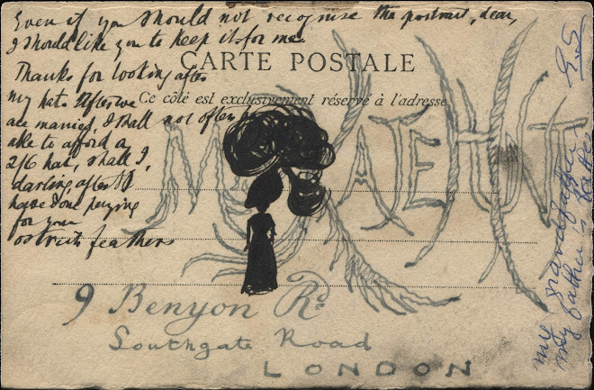 <p>
	<strong>L&eacute;on Coupey<br />
	To Miss Kate Hunt (London)</strong><br />
	Ink on card<br />
	3 &frac12;&quot; x 5 &frac12;&quot;<br />
	1903</p>
<p>
	Collection Guy Atkins, London<br />
	Set 8B.2 front</p>
