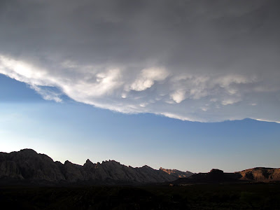 Mammatus clouds forming in the trailing edge of the storm