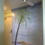 Beautiful hand painted mural as you leave. Ceiling fan.