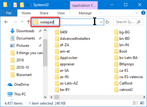 เริ่ม Notepad ใน File Explorer