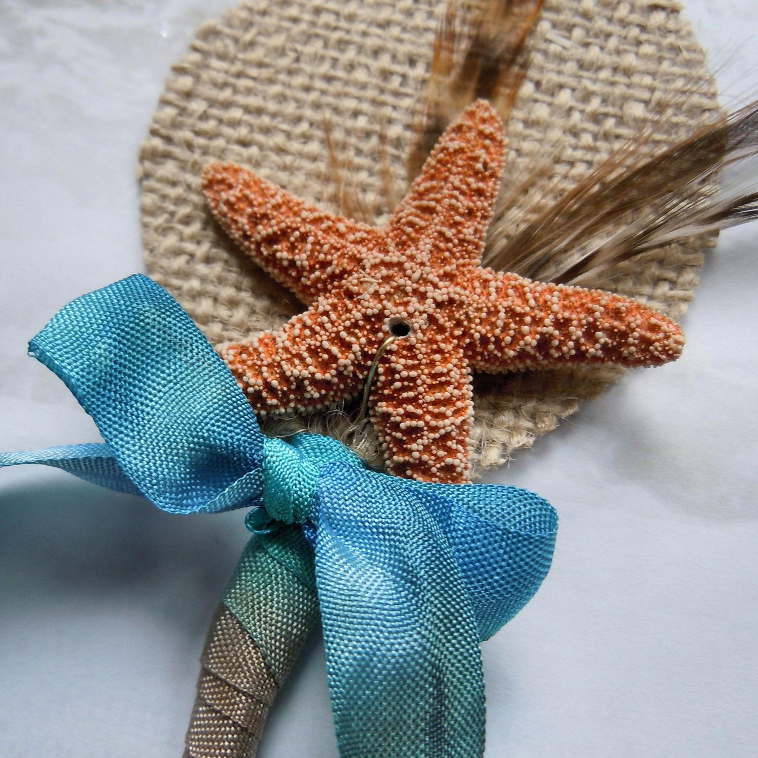 Starfish Feather Burlap