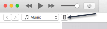 Haga clic en el icono de teléfono o tableta en iTunes