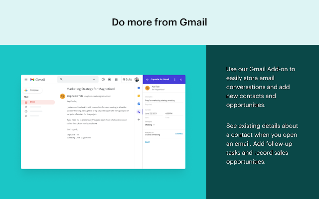 Screenshot of Capsule CRM for Gmail