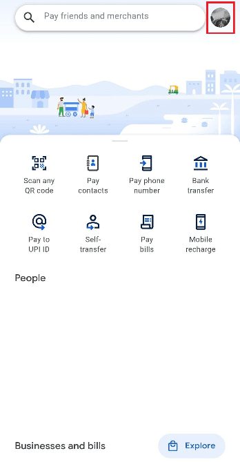 toque en el perfil.  Cómo encontrar quién acepta Google Pay