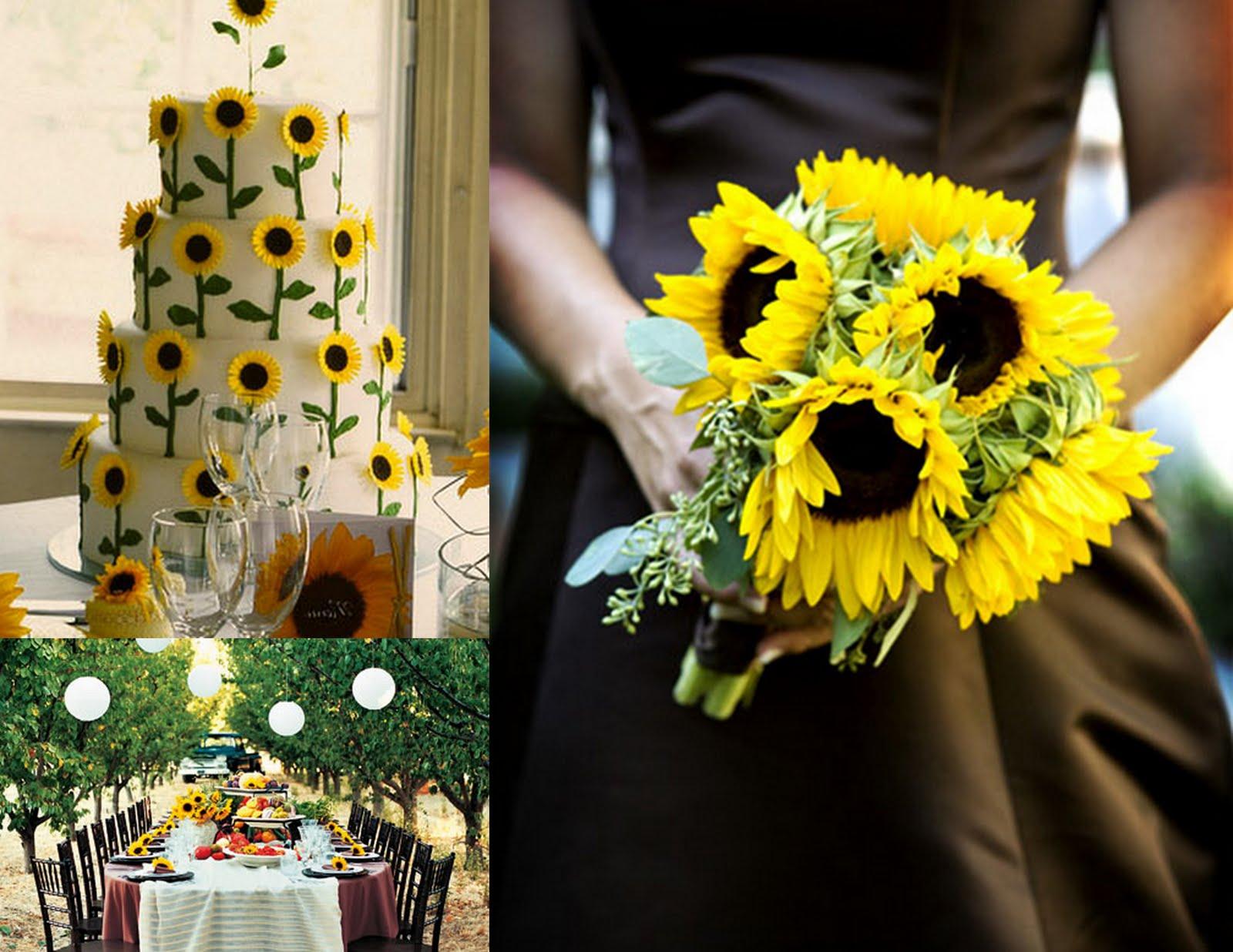 with sunflower bouquets