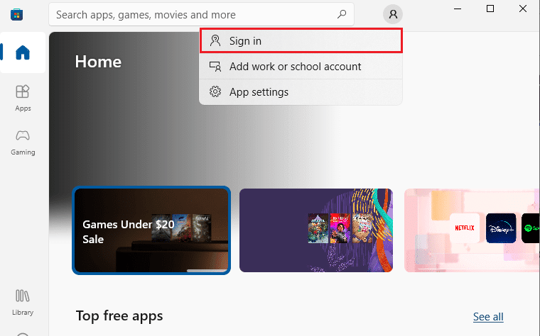 meld u aan bij de Microsoft Store.  Fix Microsoft Store werkt niet Windows 10