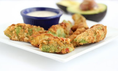 photo of a plate of fried avocado slices