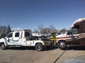 Tow Truck Hooking Up Our Motorhome