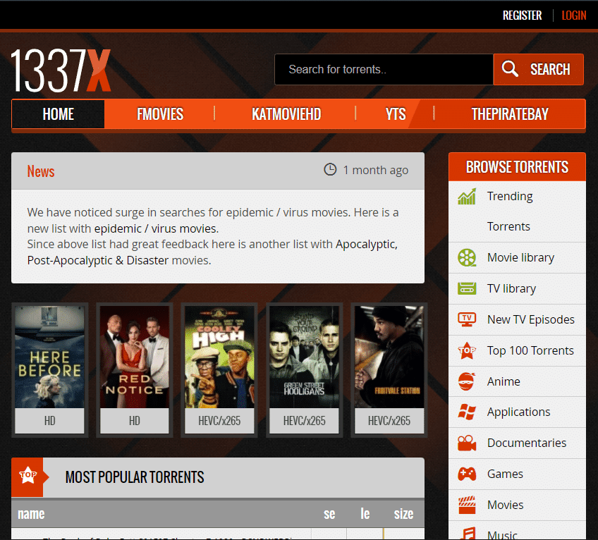 1337x |  migliori siti Web torrent