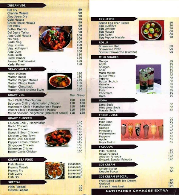 Hotel Empark menu 