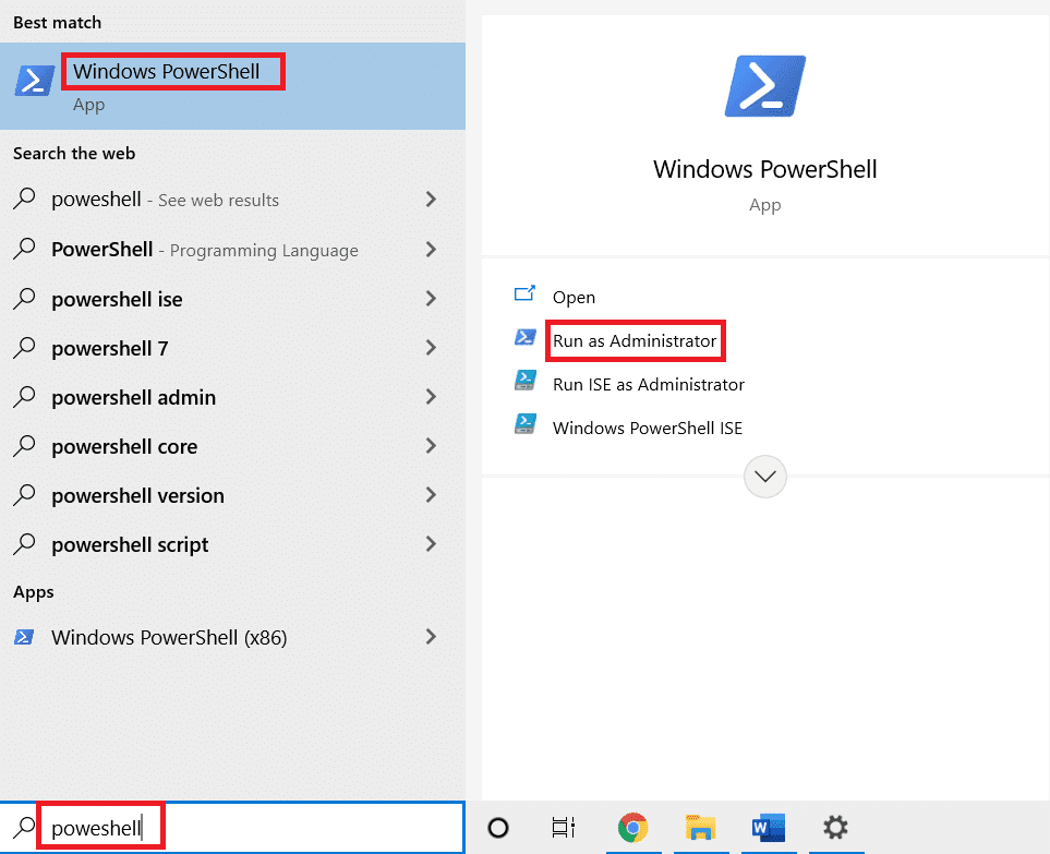 Otwórz okno powershell i uruchom jako administrator