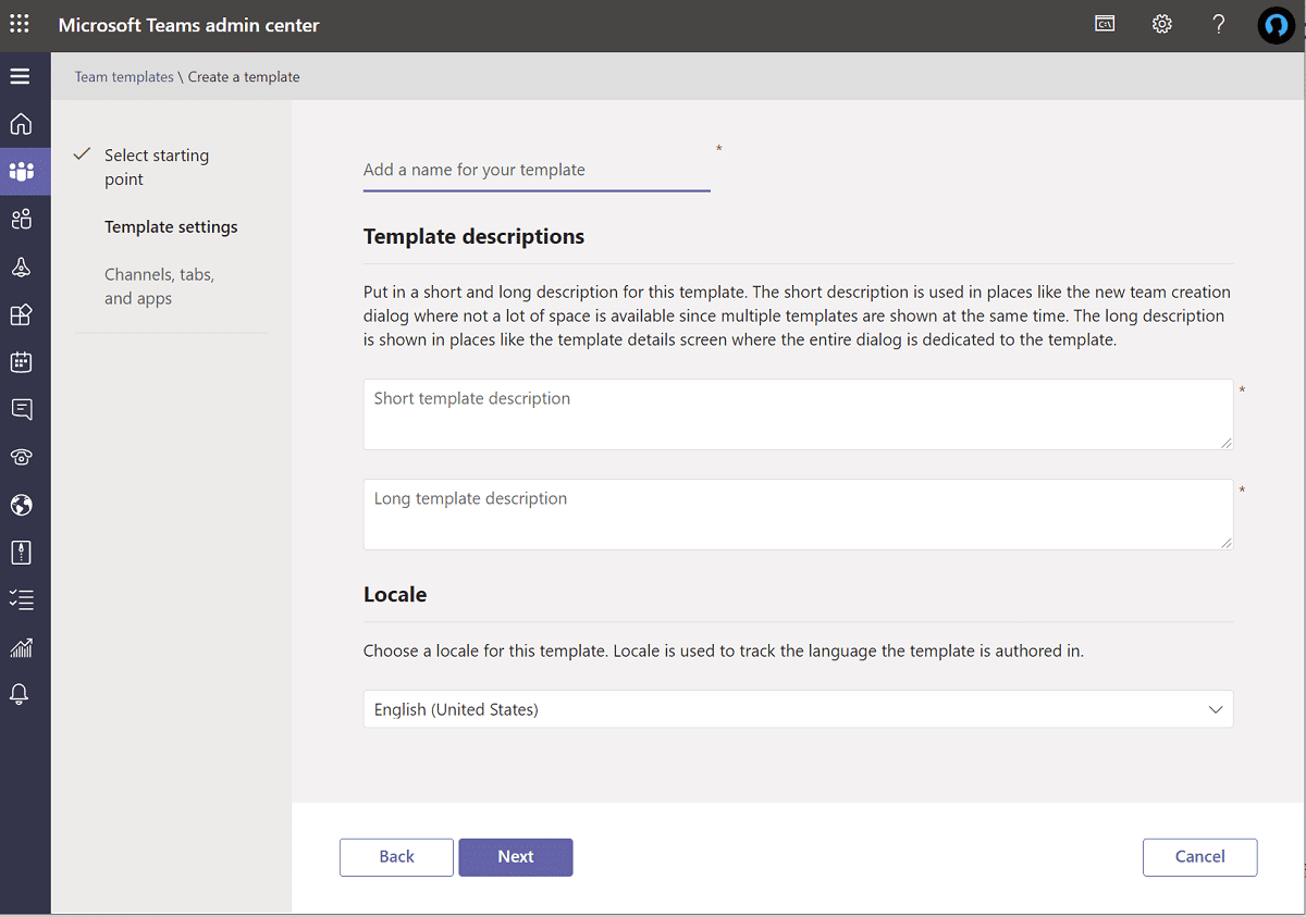 Donnez à votre personnage un nom, une description longue et brève et un emplacement