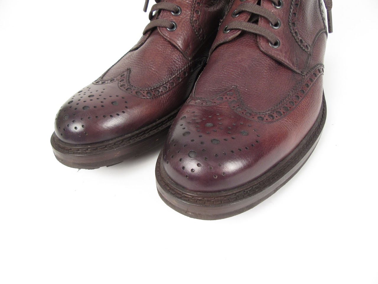 Bergdorf Goodman Pebbled Leather Wingtip Ankle Boots