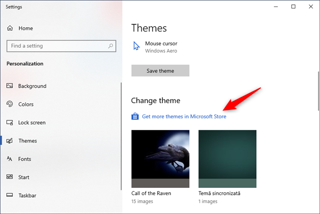 Obtener nuevos temas de Microsoft Store