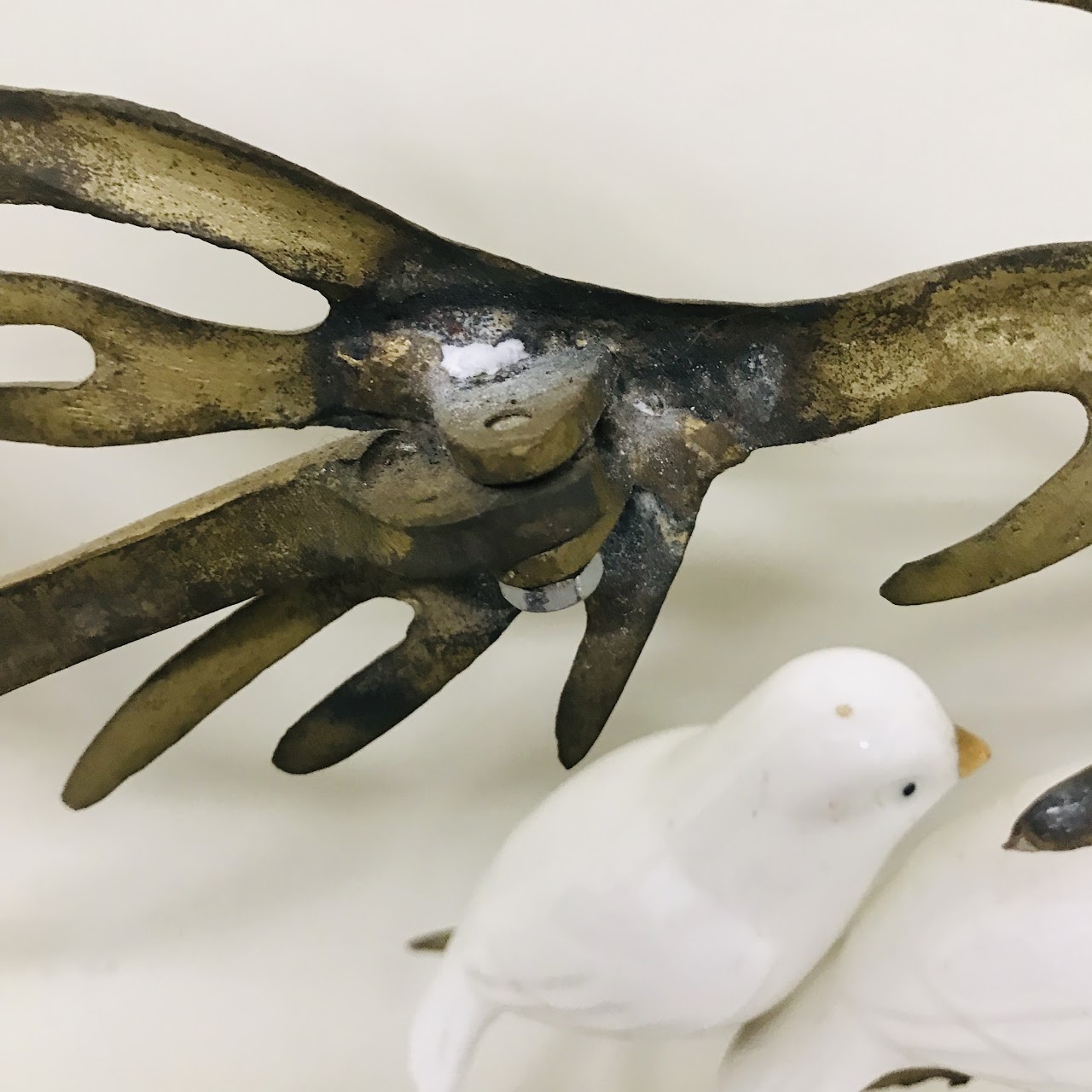 Bijan Signed Brass and Porcelain Avian Sculpture