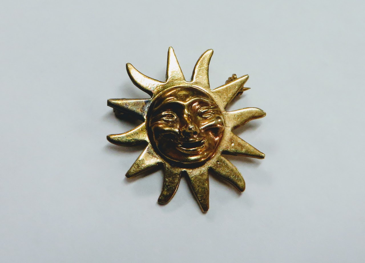 14 K Gold Sun Brooch