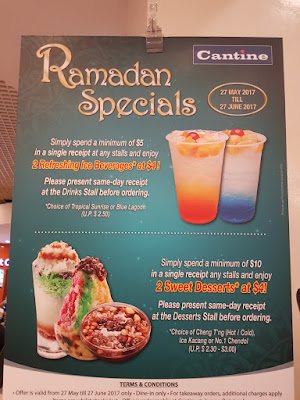 Cantine, the food court, is offering discounted desserts or drinks for a minimum spend of S$10 in a single receipt.