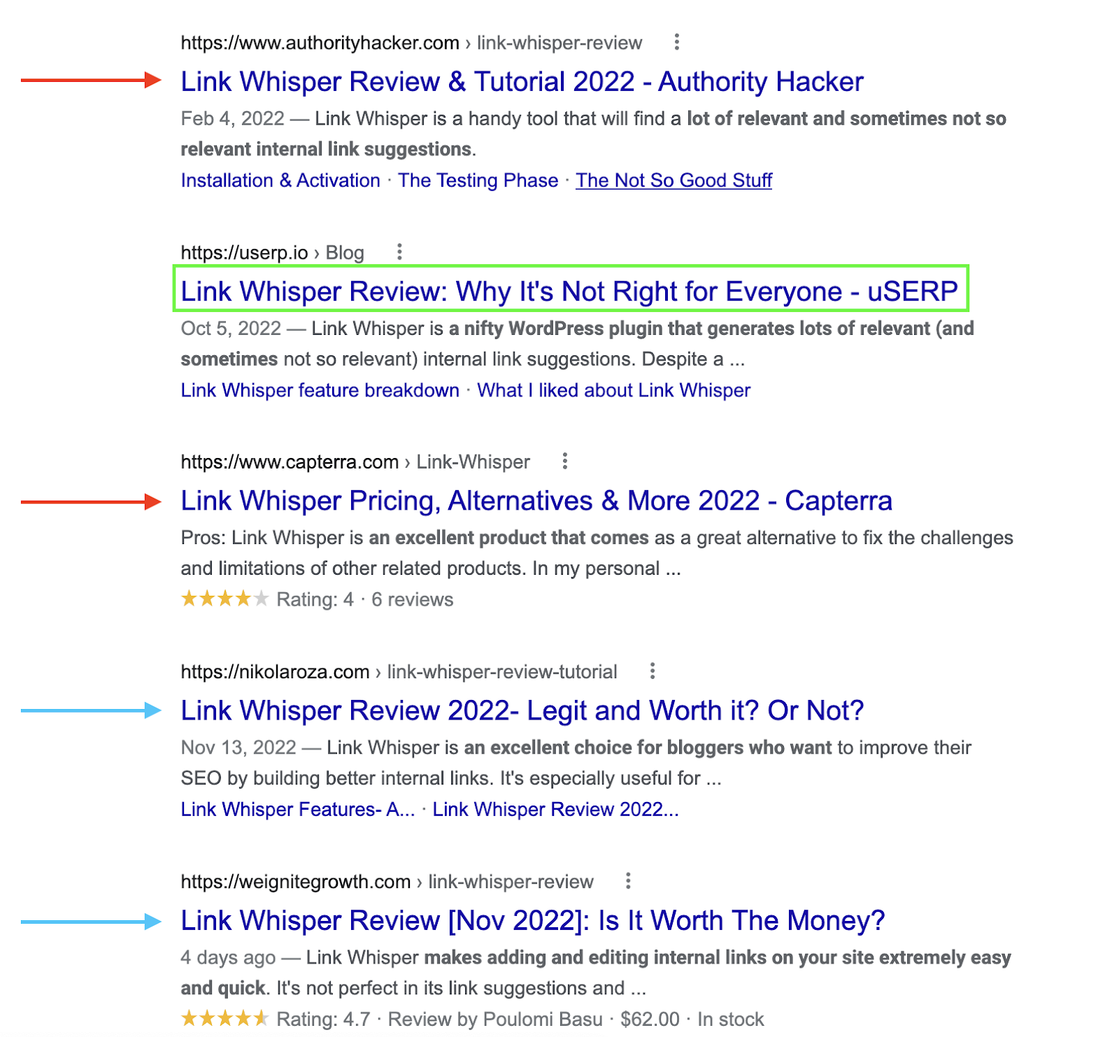 Example of a Google search result page.