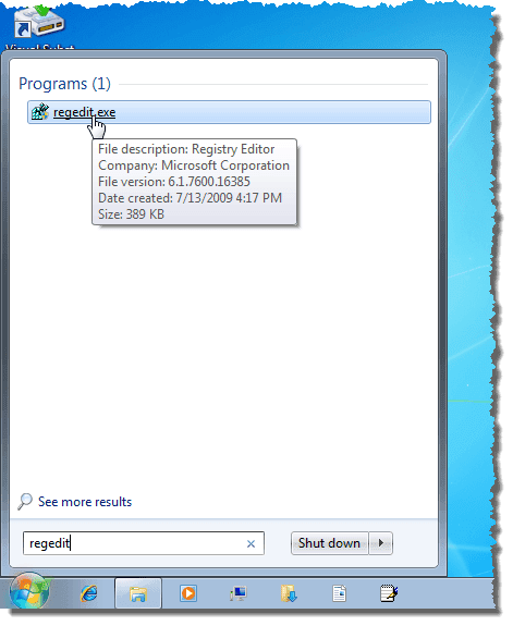 การเปิด Registry Editor