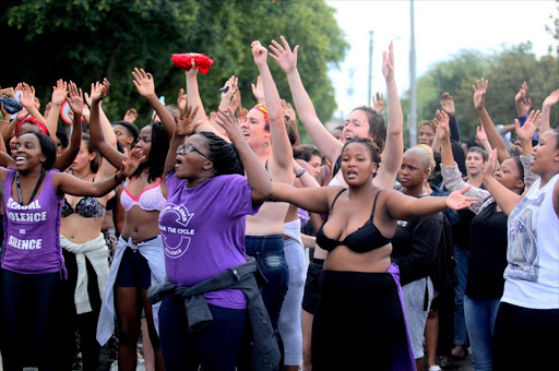Rhodes University students strip down to demonstrate their control over their bodies during protests against sexual violence