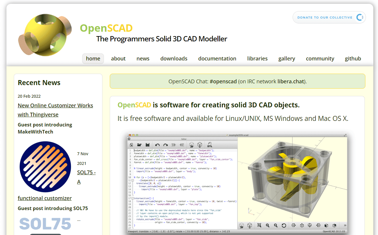 Abra SCAD.  mejor software CAD gratuito para impresión 3d