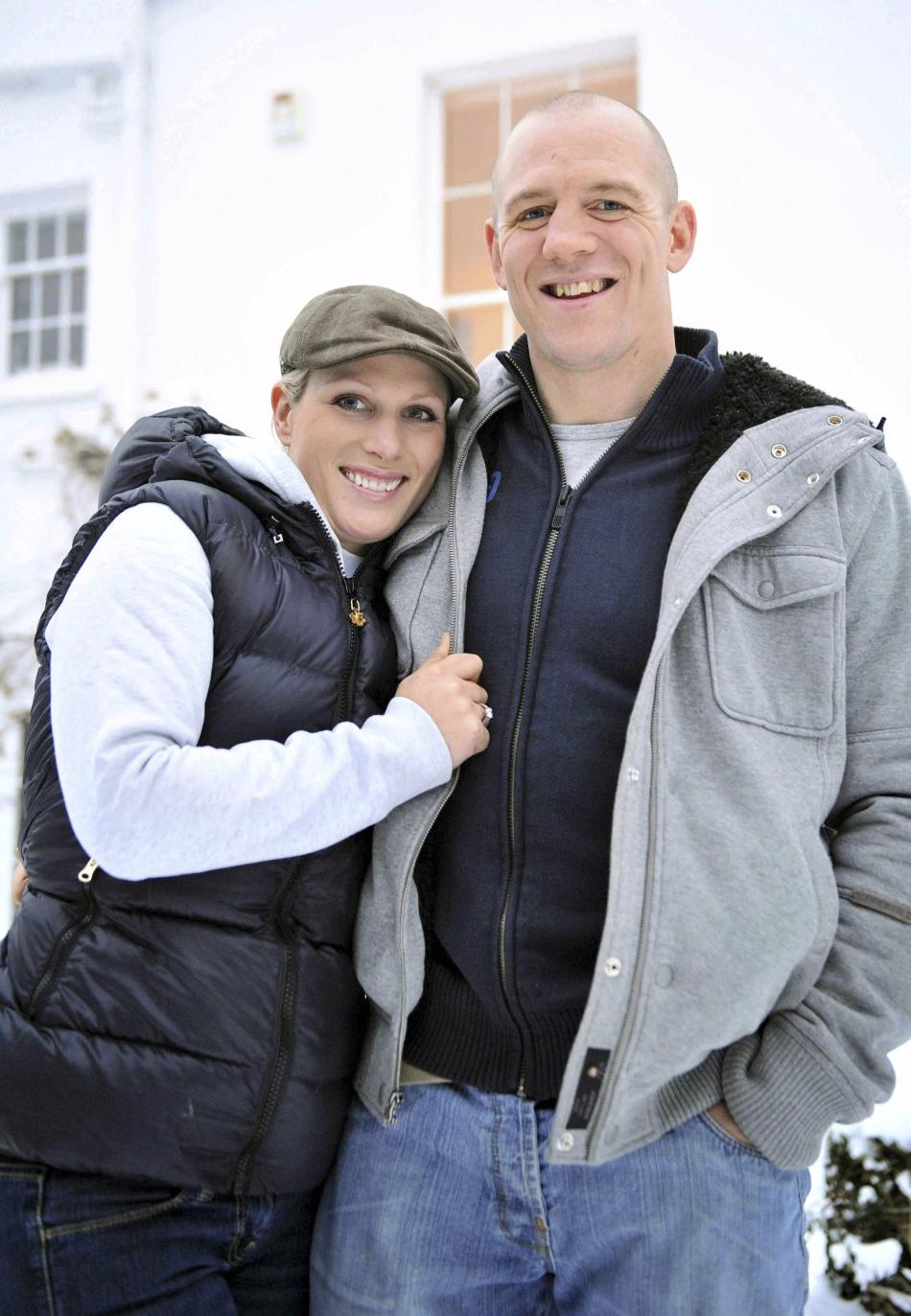 fiance Mike Tindall pose