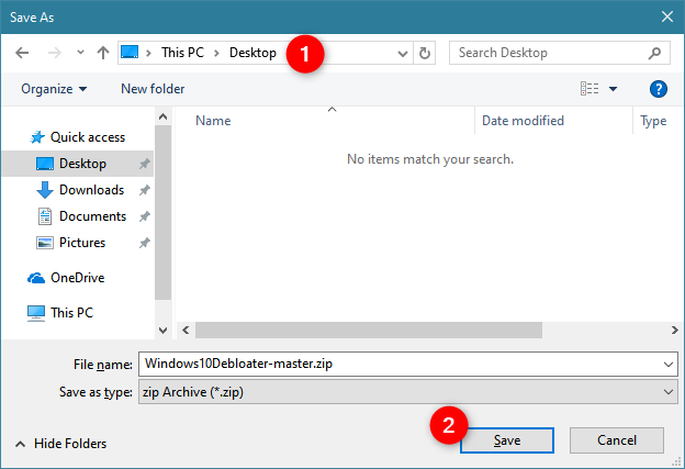 กำลังบันทึก Windows 10 Debloater บน Windows 10 PC