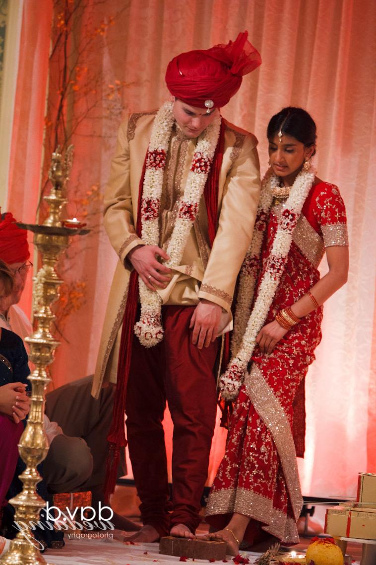 The bride and groom prepare